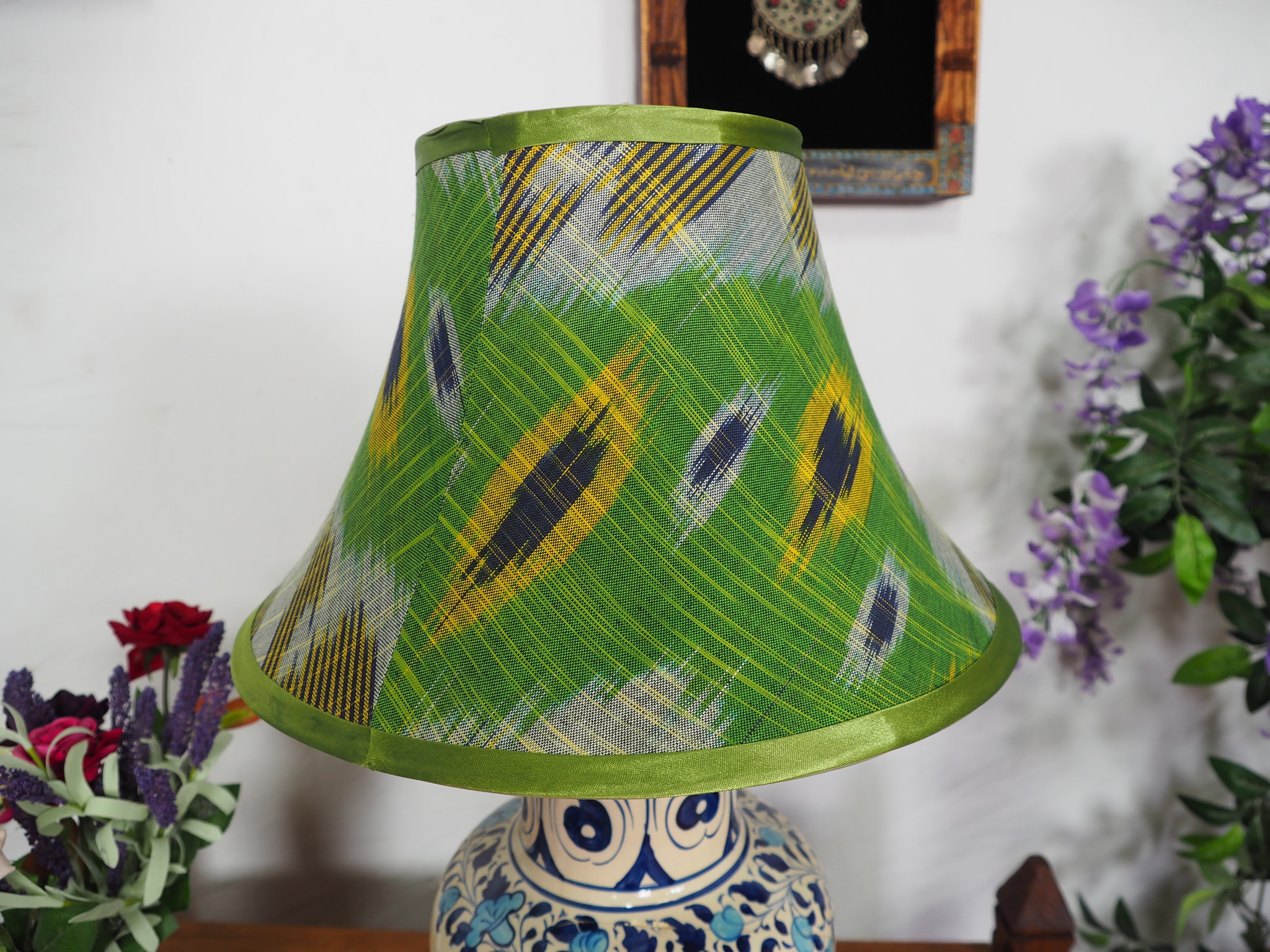 hand made  Unusual Origina Ikat lamp shade from uzbek Ikat No.E