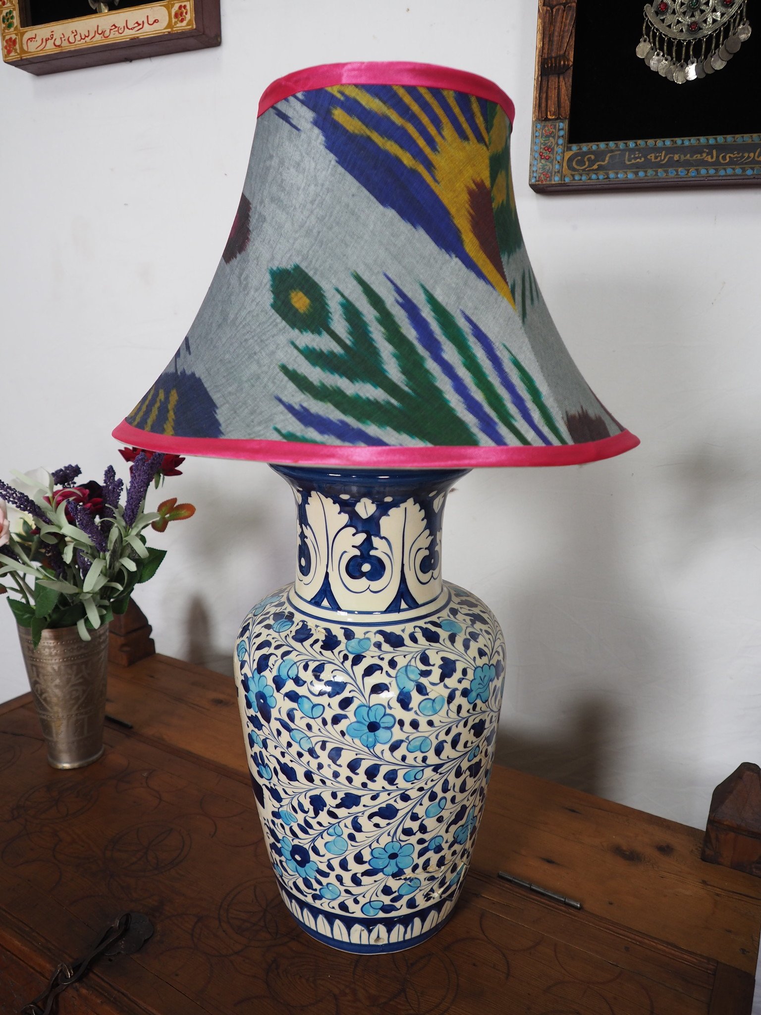 hand made  Unusual Origina Ikat lamp shade from uzbek Ikat No.D