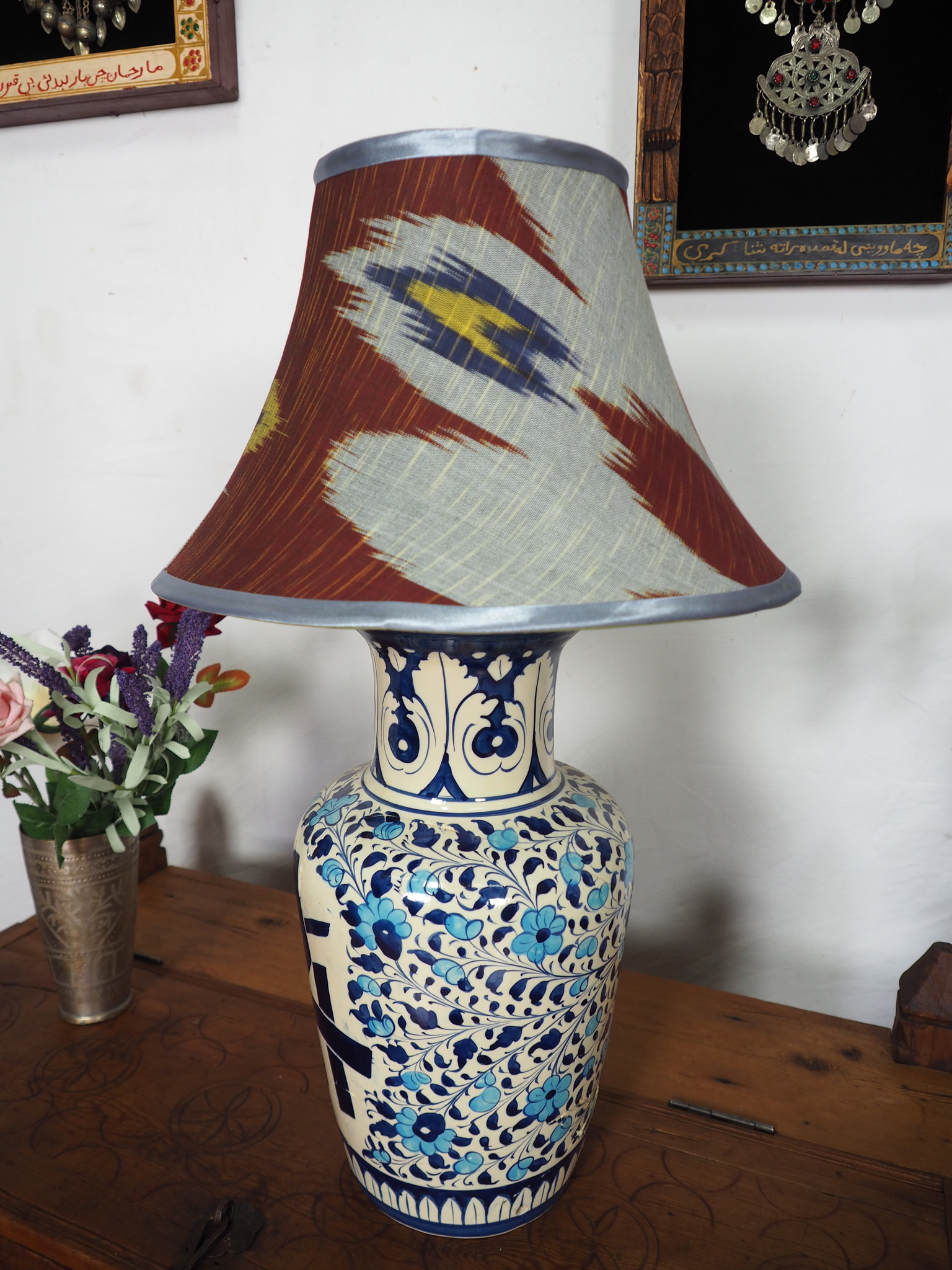 hand made  Unusual Origina Ikat lamp shade from uzbek Ikat No.F