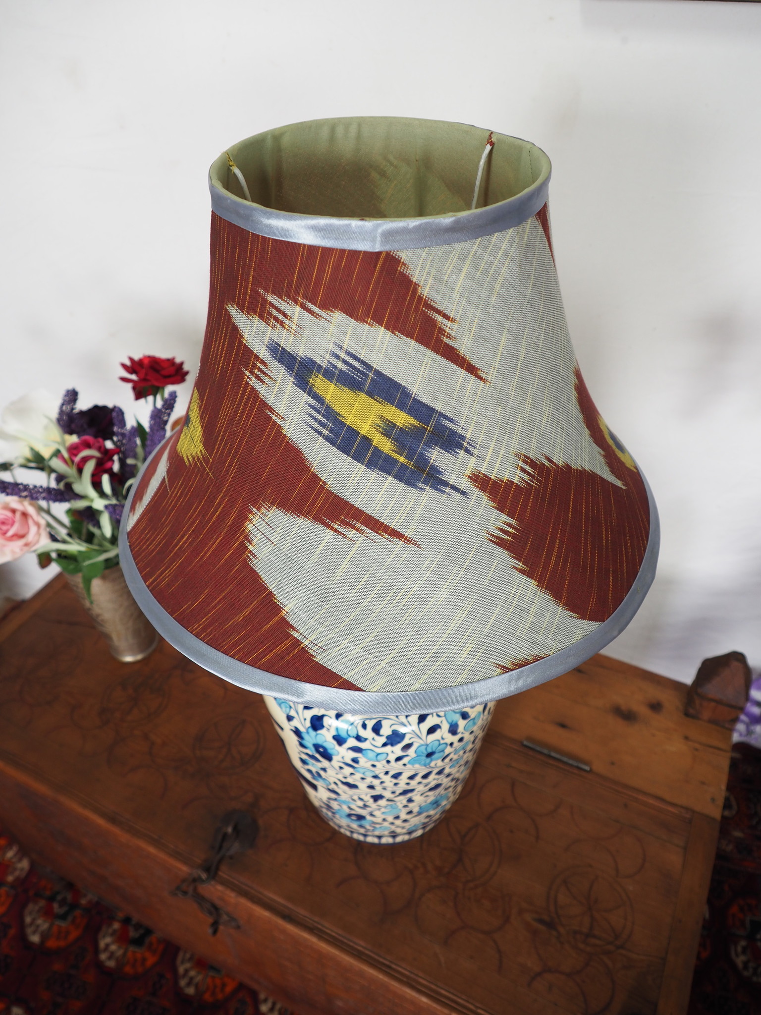 extravagant orient Uzbek Ikat stoff Schirm Lampenschirm Leuchtenschirm lampshade Nr:F