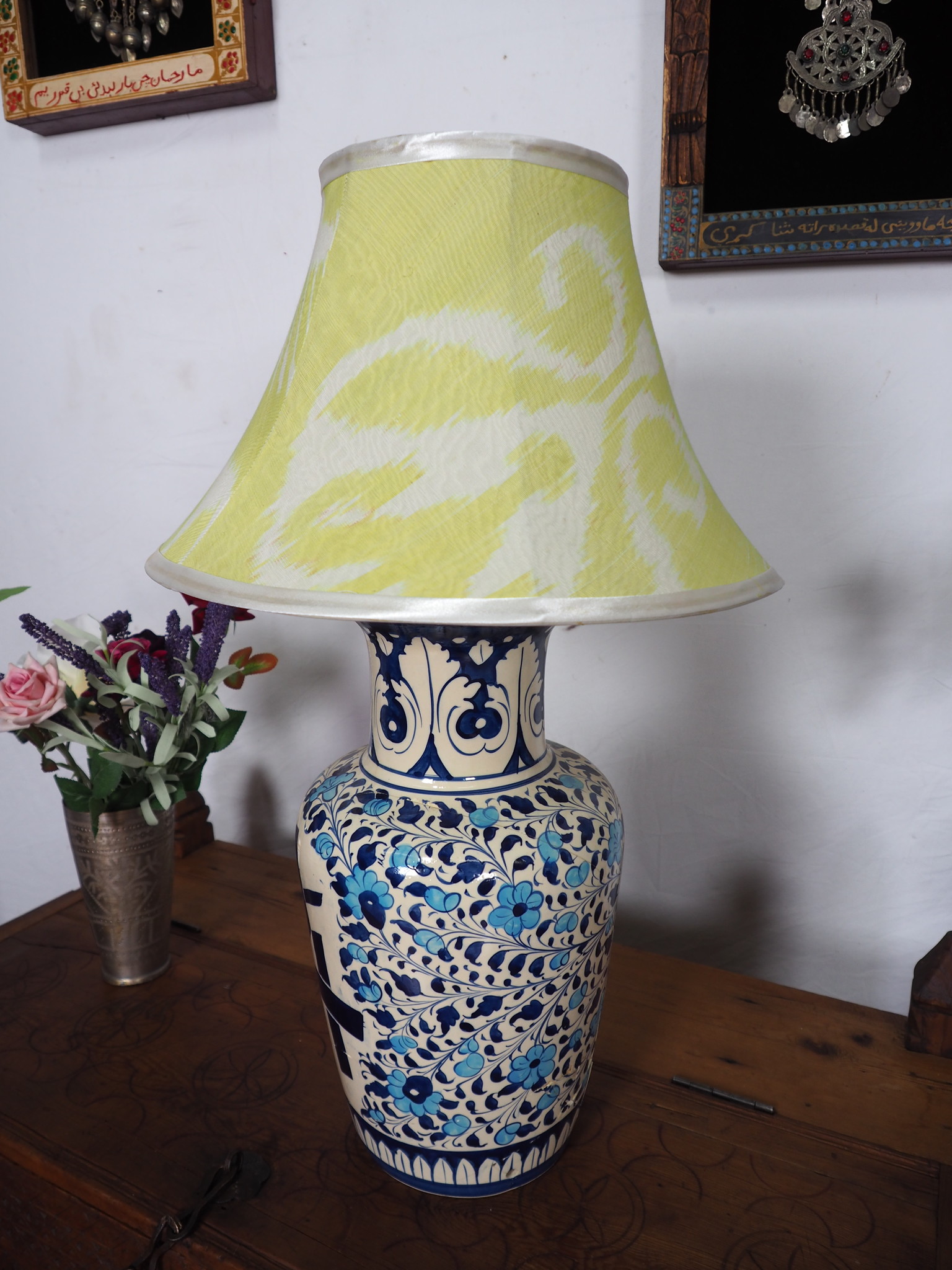 extravagant orient Uzbek Ikat stoff Schirm Lampenschirm Leuchtenschirm lampshade Nr:C