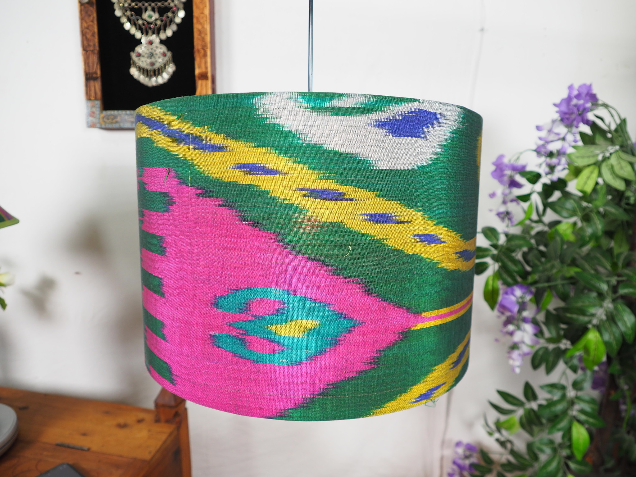 hand made  Unusual Origina Ikat lamp shade from uzbek Ikat No.H