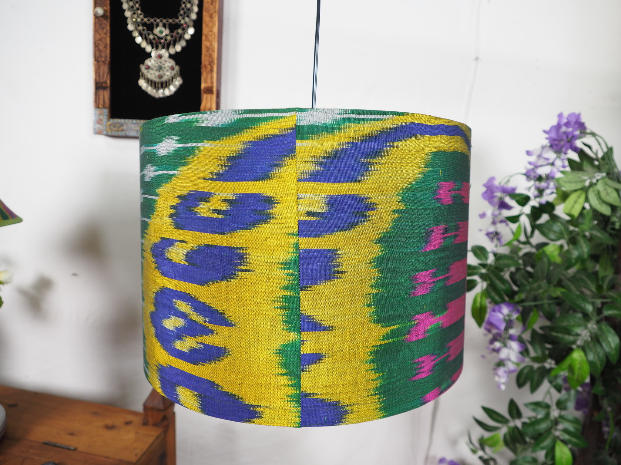 hand made  Unusual Origina Ikat lamp shade from uzbek Ikat No.H