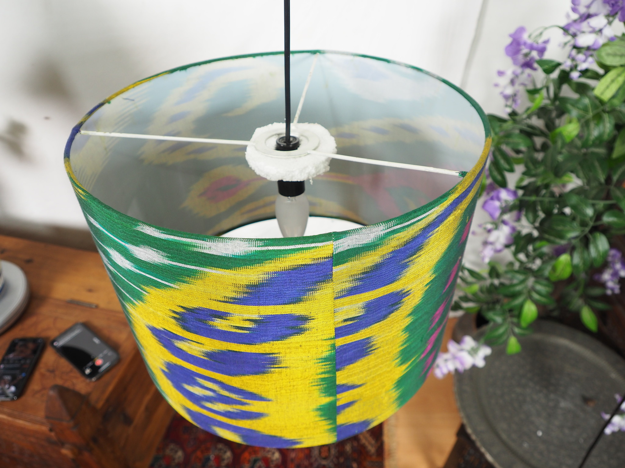 hand made  Unusual Origina Ikat lamp shade from uzbek Ikat No.H