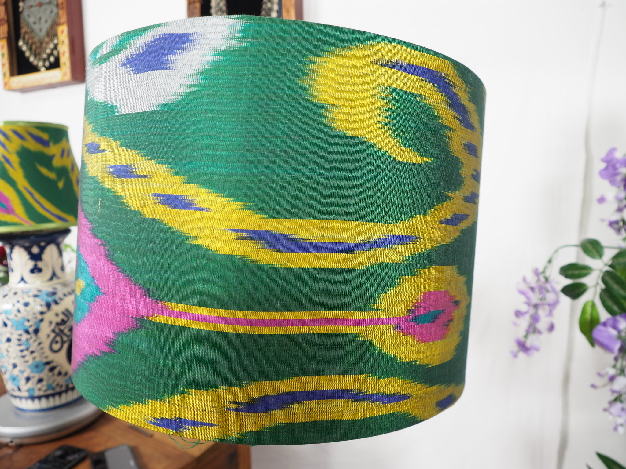 hand made  Unusual Origina Ikat lamp shade from uzbek Ikat No.H