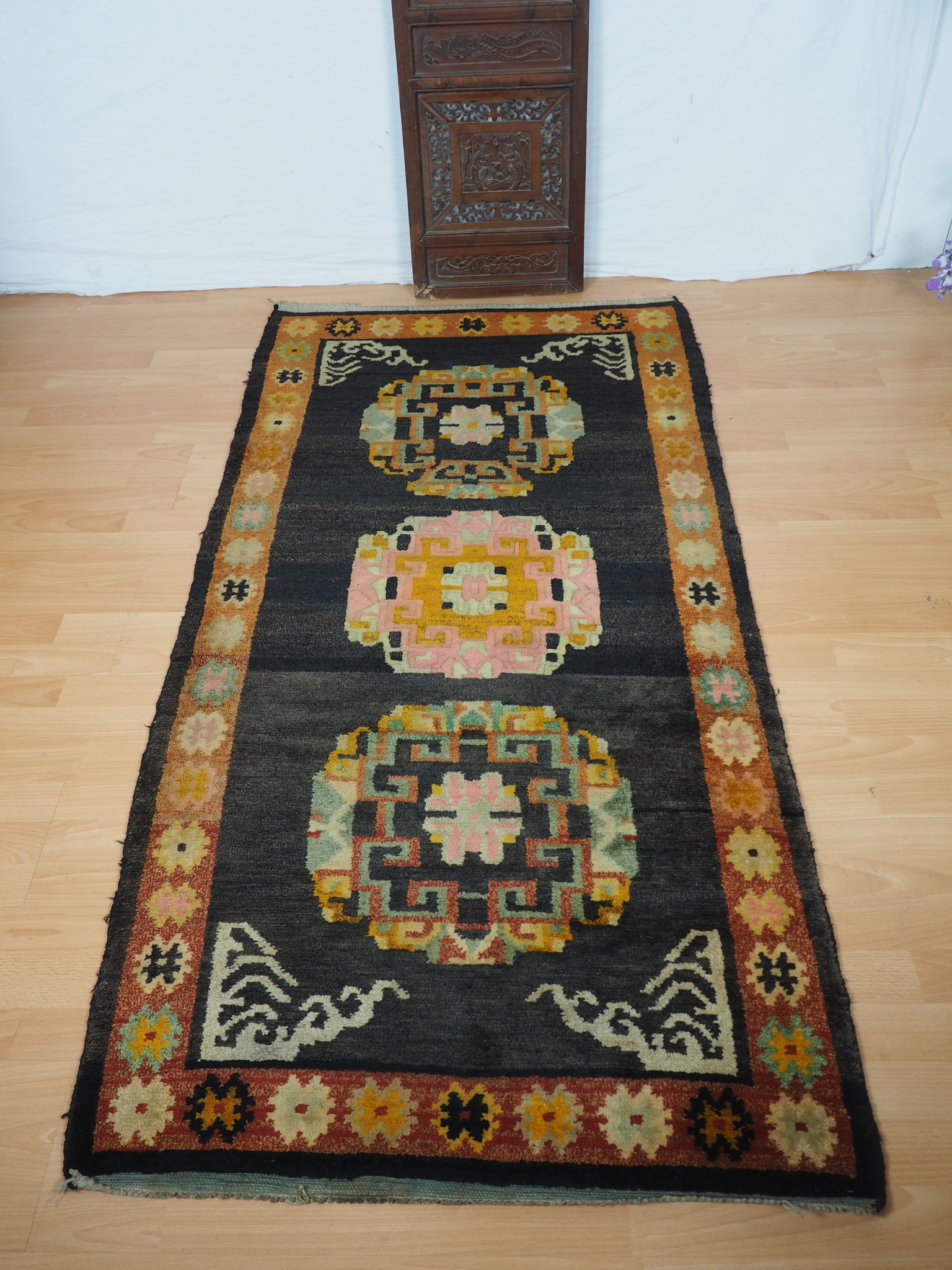 175x88 cm antik Tibetischer Khaden Yoga Meditation Dorfteppich buddhistische Klöster gebetsteppich Teppich Schlafteppich Nr.9