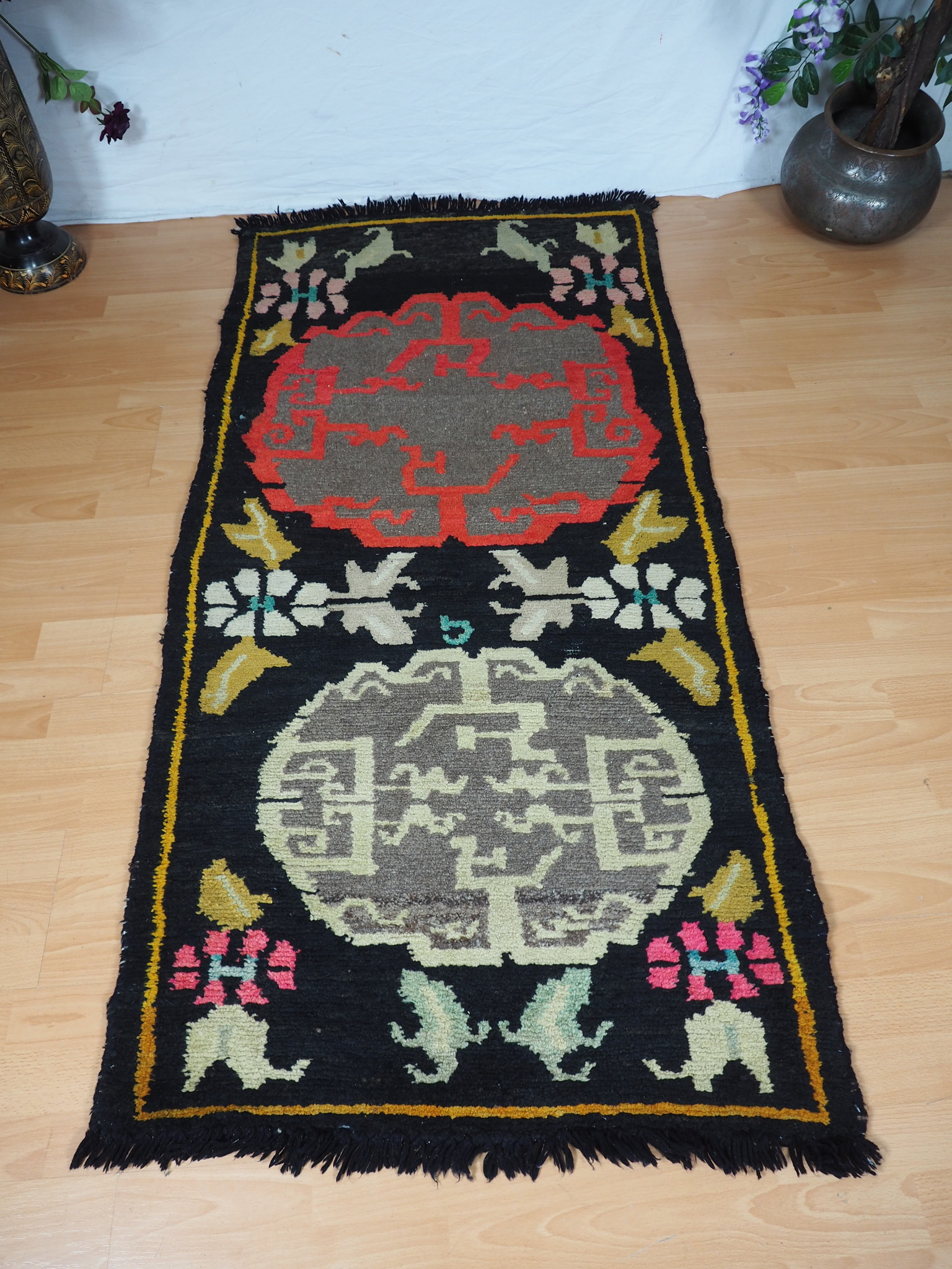 165x82  cm Rare antique oriental hand Knotted Tibetan Khaden sleeping Carpet No:7