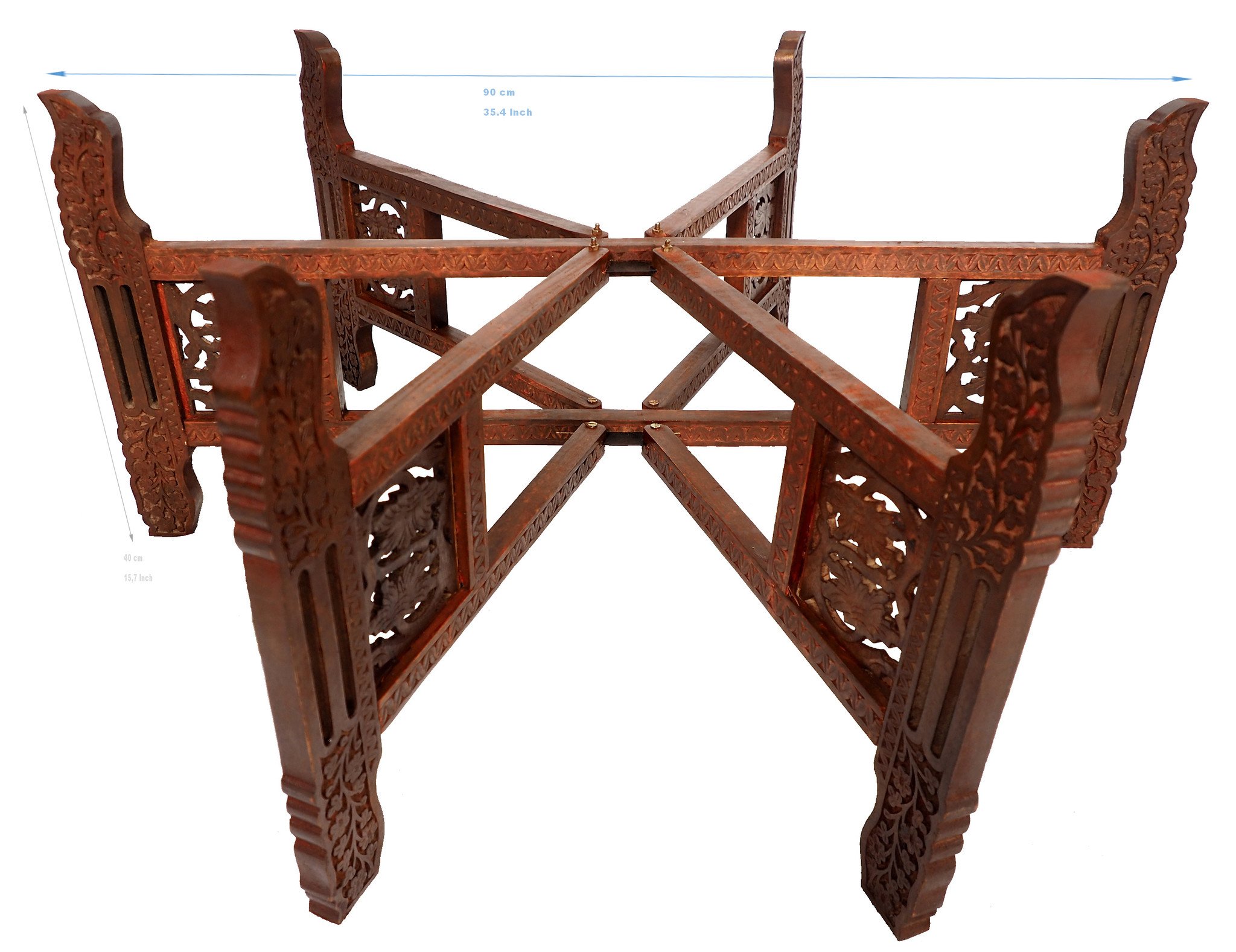 Egyptian Moroccan Vintage India Table stand Folding Table Base Carved Wooden oriental Coffee Tea table Selectable in 6 sizes