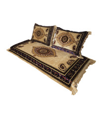 Set of 3 Pcs  1x Mattress  + 2x cushions orient Afghan nomad pillow rug seat floor cushion 1001-night Seating  majlis Toshak توشک  (beige)