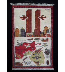 125x85 cm Afghanistan U.S.A 11 september 2001 Newyork world trade center afghan kriegteppich war rug wandteppich orientteppich Nr- WTC 21B