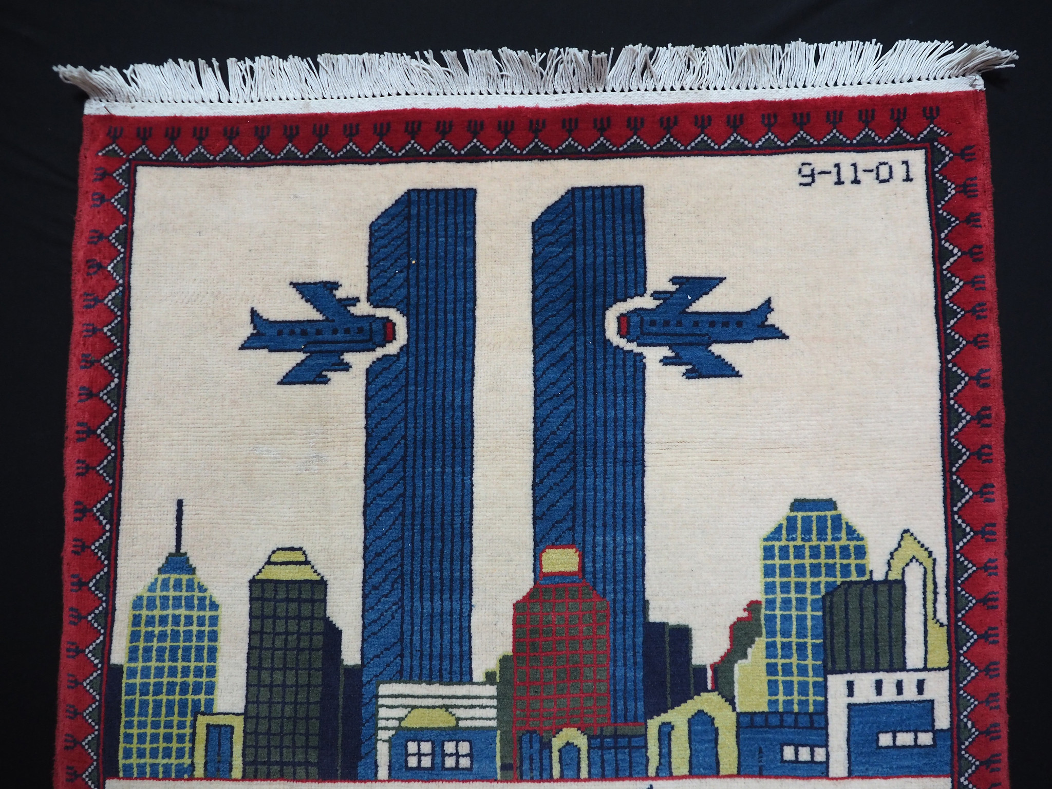 130x82 cm Afghanistan U.S.A 11 september 2001 Newyork world trade center afghan kriegteppich war rug wandteppich orientteppich Nr- WTC 21C