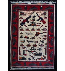 Afghan Kriegteppich Handgekn185x126 cm Afghan Kriegteppich Handgeknüpf Teppich Afghanistan panzer kampfjet gewehr USA Army Nato ISAF war rug Nr:AFG21D