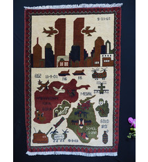 177x79 cm Afghanistan U.S.A 11 september 2001 Newyork world trade center afghan kriegteppich war rug wandteppich orientteppich Nr- WTC 21F