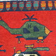 76x59 cm Afghan Kriegteppich Handgeknüpf Teppich Afghanistan panzer kampfjet gewehr USA Army Nato ISAF war rug Nr:AFG21L