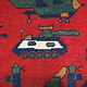 76x59 cm Afghan Kriegteppich Handgeknüpf Teppich Afghanistan panzer kampfjet gewehr USA Army Nato ISAF war rug Nr:AFG21L