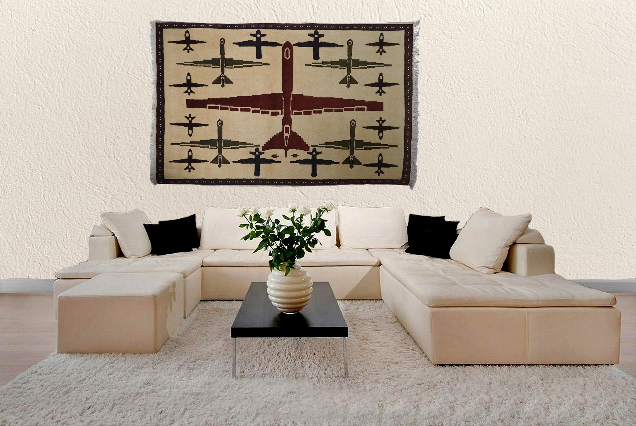 hand-knotted Warrug drone rugs from Afghanistan . No:7570