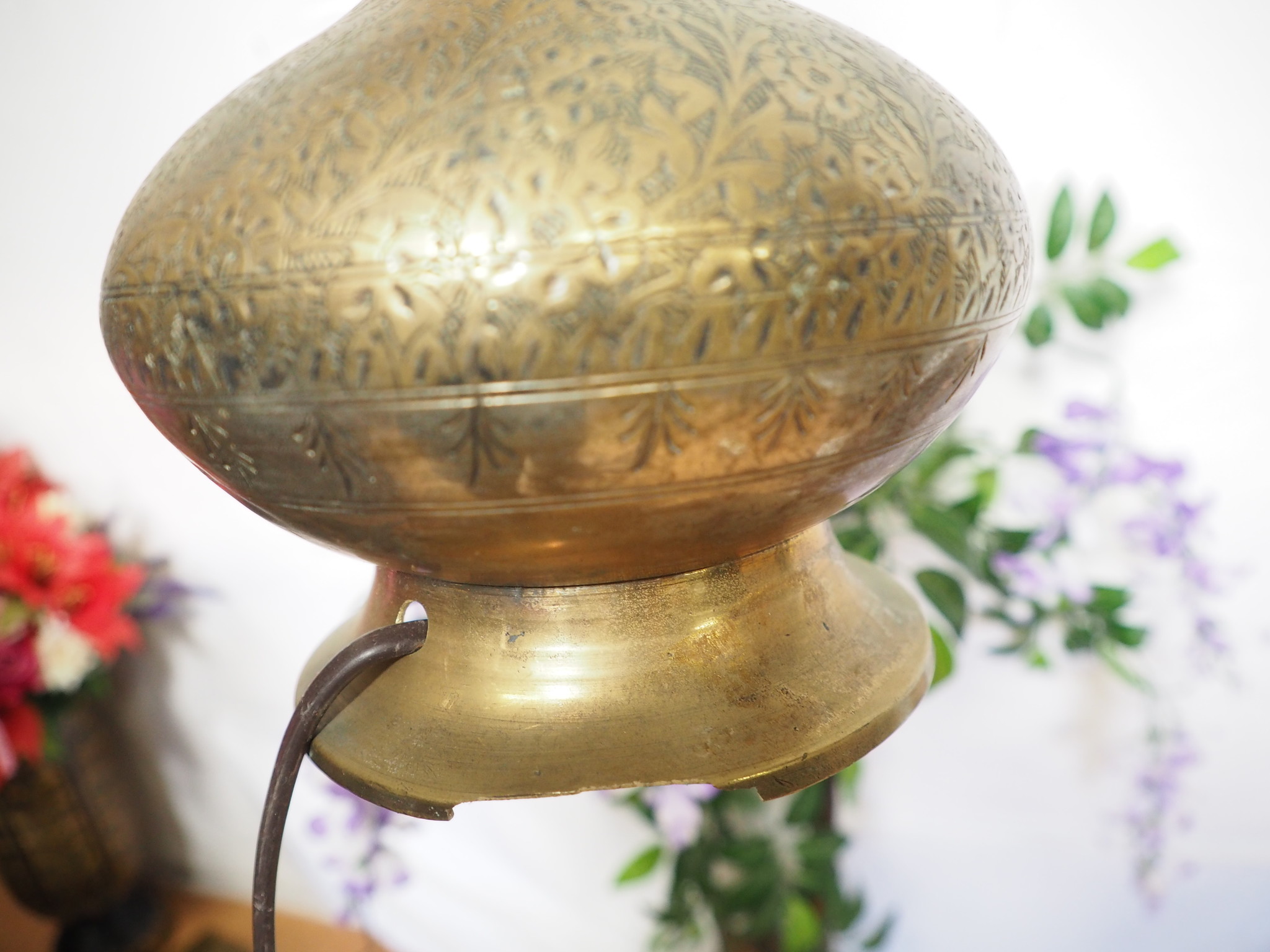 antik ungewöhnlich islamische handgraviert massiv messing Vase als Tischlampe aus Afghanistan ( ohne lampenschirm und Deko artikel Nr:3