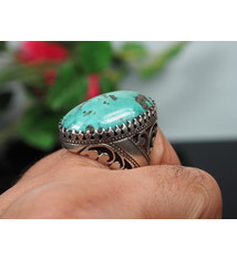 antique handmade Silver turquoise stone turkmen statement ring from Afghanistan No:WL21/5