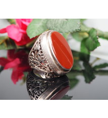 antique handmade Silver Carnelian stone turkmen statement AQEEQ ring from Afghanistan No:WL21/6