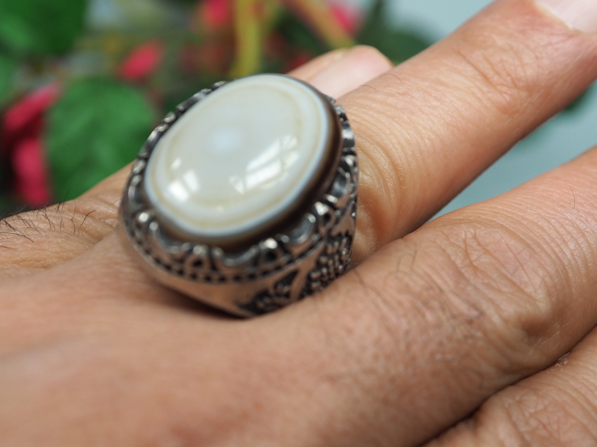 antique handmade Silver Carnelian stone turkmen statement AQEEQ eye agate ring from Afghanistan No:WL21/10
