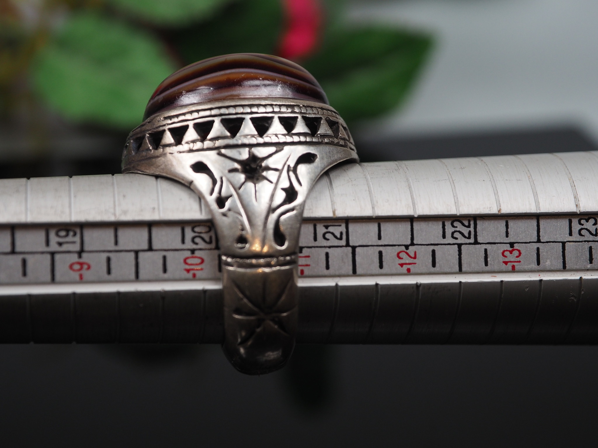 antique handmade Silver eye agate Carnelian stone turkmen statement AQEEQ ring from Afghanistan No:WL21/11