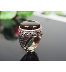 antique handmade Silver Carnelian stone turkmen statement AQEEQ ring from Afghanistan No:WL21/12
