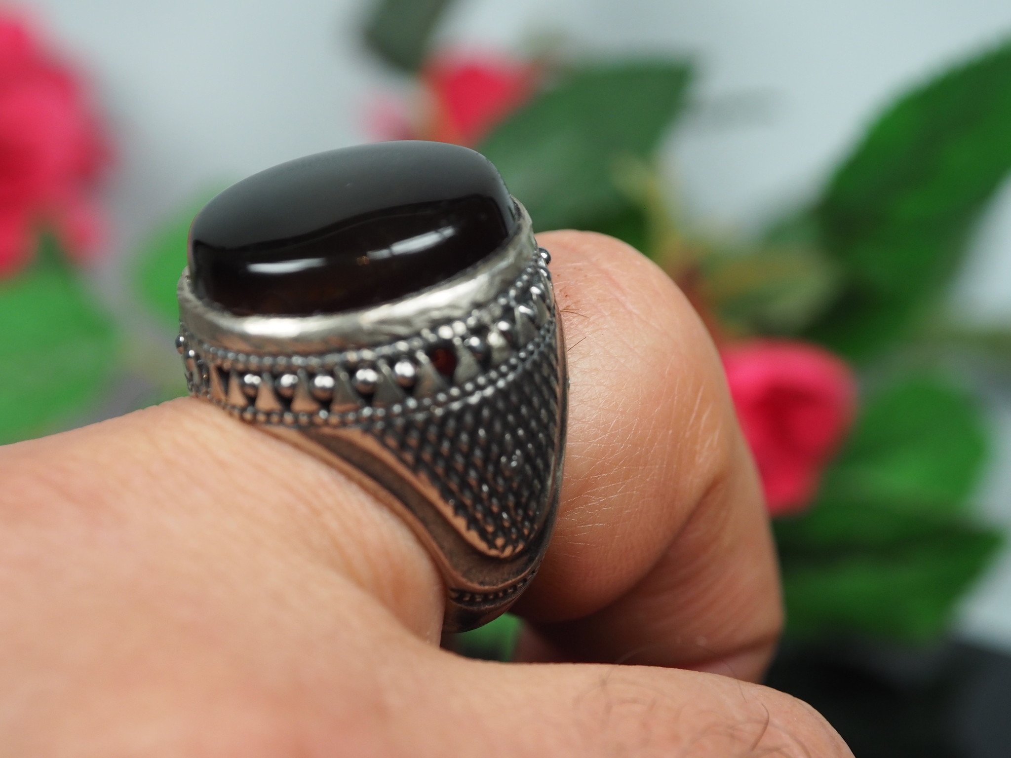 antique handmade Silver Carnelian stone turkmen statement AQEEQ ring from Afghanistan No:WL21/12