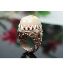 antique handmade Silver eye agate Carnelian stone turkmen statement AQEEQ ring from Afghanistan No:WL21/13