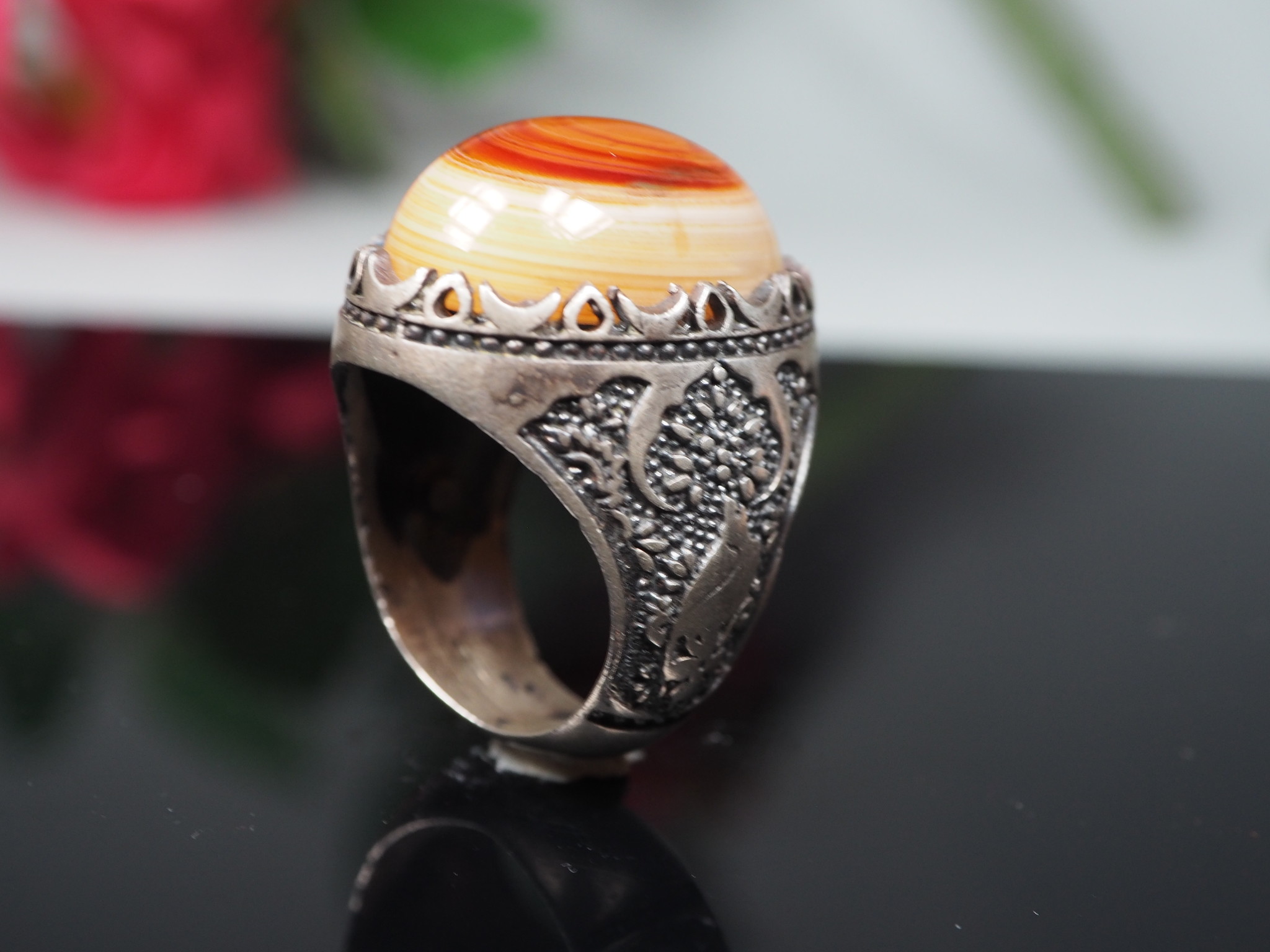 orient Massive silber Augenachat Ring Turkmen Karneol Afghan statement ring aus Afghanistan AQEEQ Nr- WL21/15