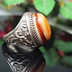 antique handmade islamic Silver Carnelian eye agate stone turkmen statement AQEEQ ring from Afghanistan No:WL21/17