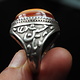 antique handmade islamic Silver Carnelian eye agate stone turkmen statement AQEEQ ring from Afghanistan No:WL21/17