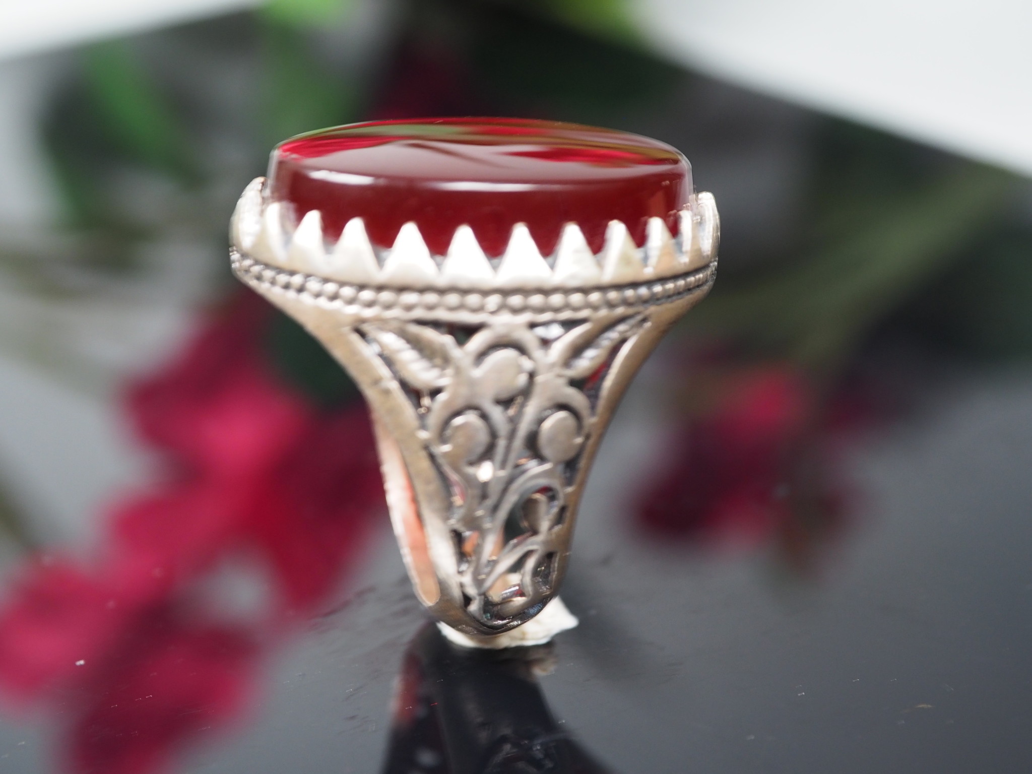 antique handmade Silver Carnelian stone turkmen statement AQEEQ ring from Afghanistan No:WL21/19