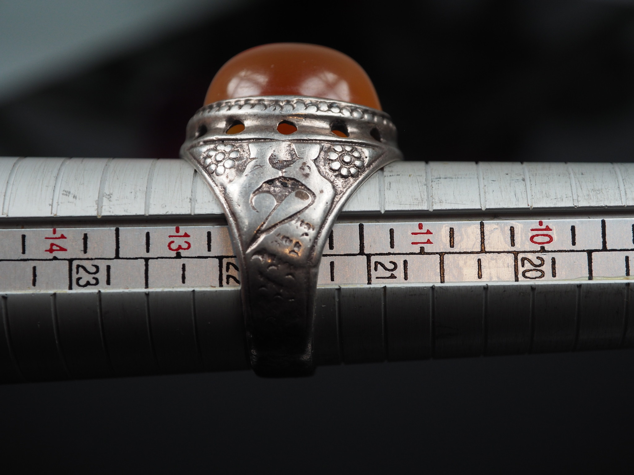 antique handmade Silver Carnelian stone turkmen statement AQEEQ ring from Afghanistan No:WL21/20