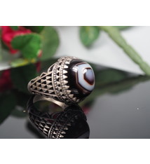 antique handmade Silver eye agate Carnelian stone turkmen statement AQEEQ ring from Afghanistan No:WL21/21