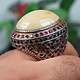 antique handmade Silver opal stone turkmen statement blue topaz ruby ring from Afghanistan No:WL21/26