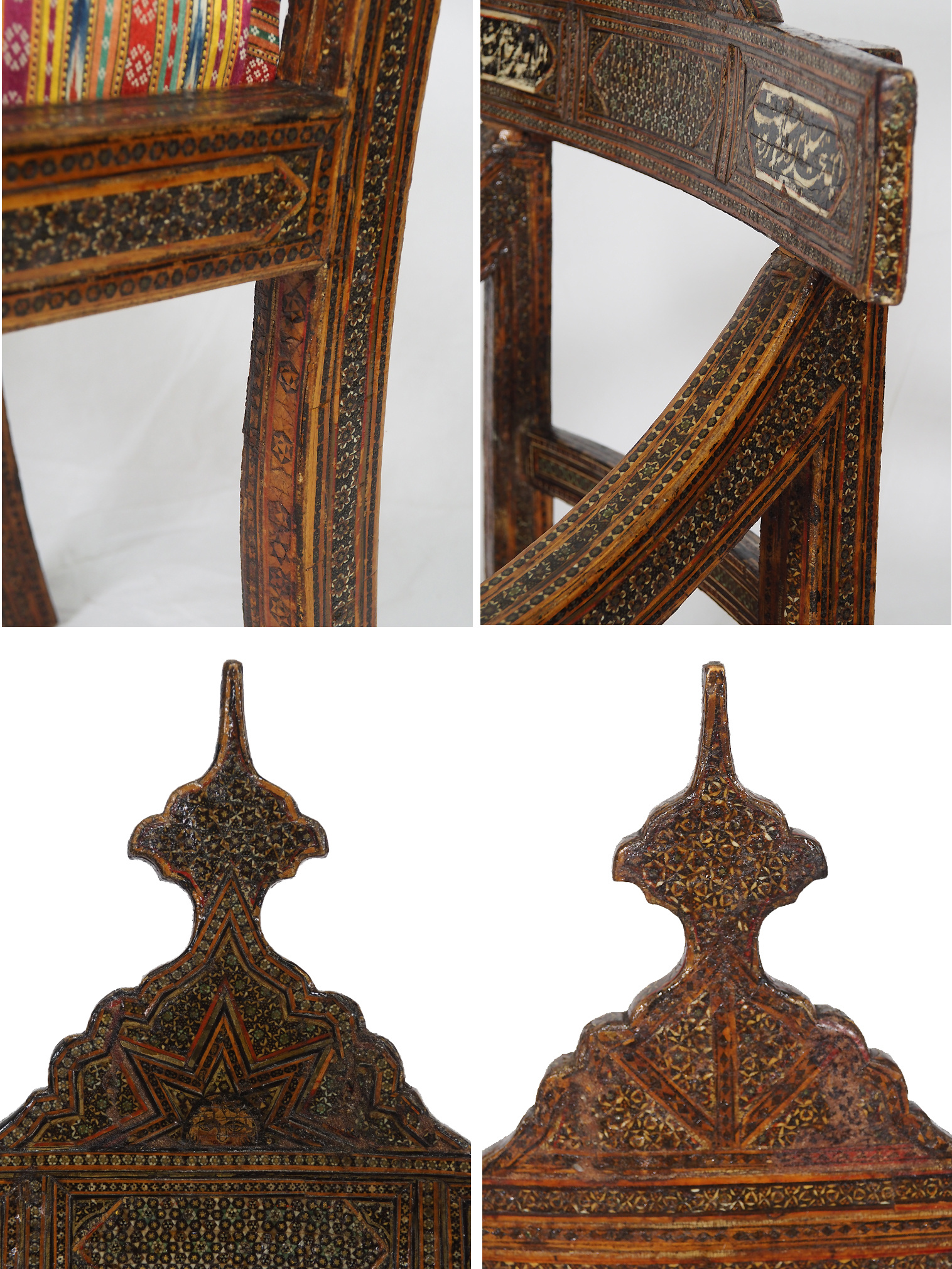 A Qajar (khatamkari technique)  chair Persia, 19th Century No:D