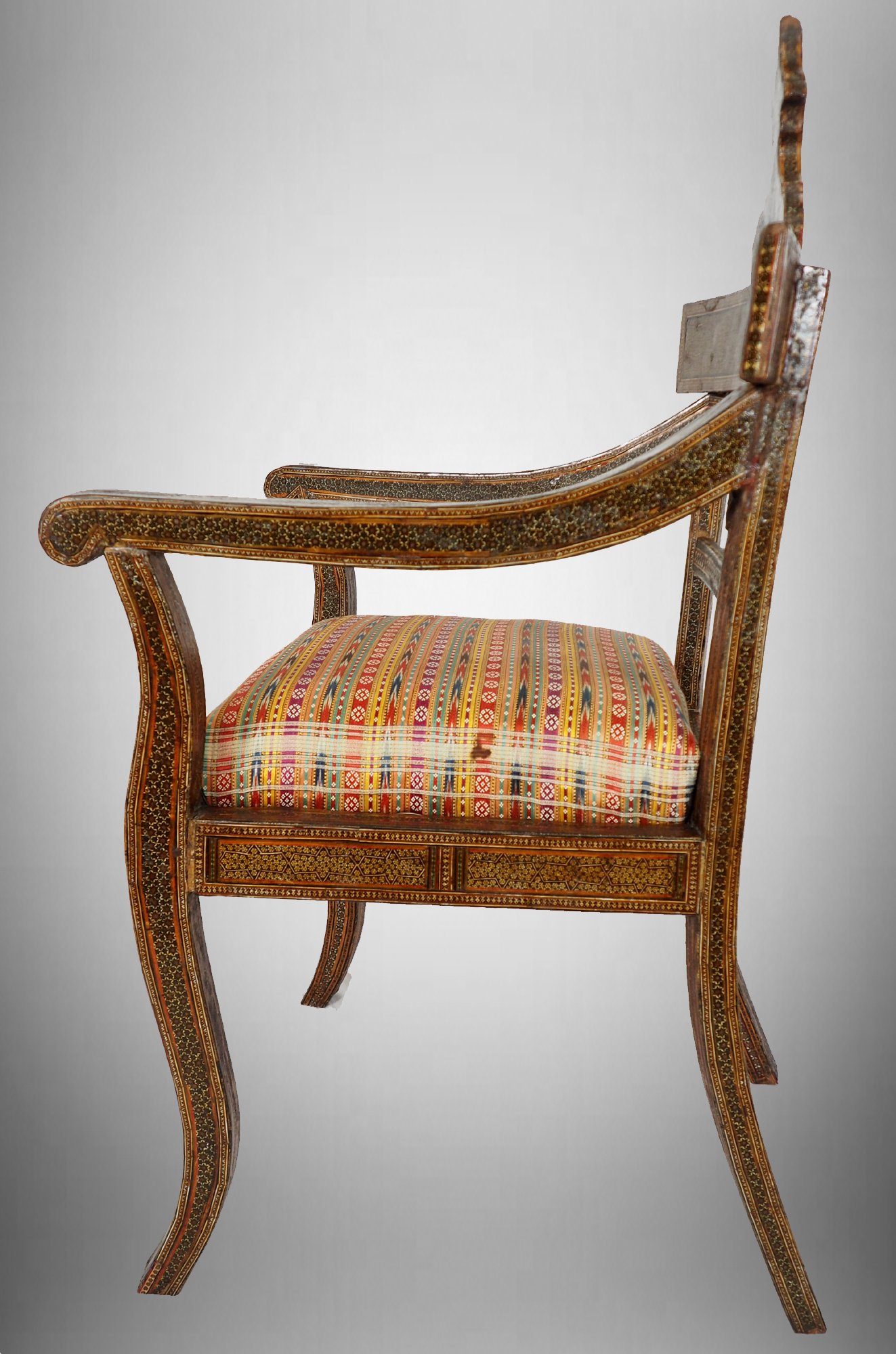 Antique  Qajar (khatamkari technique)  chair Persia, 19th Century No: B