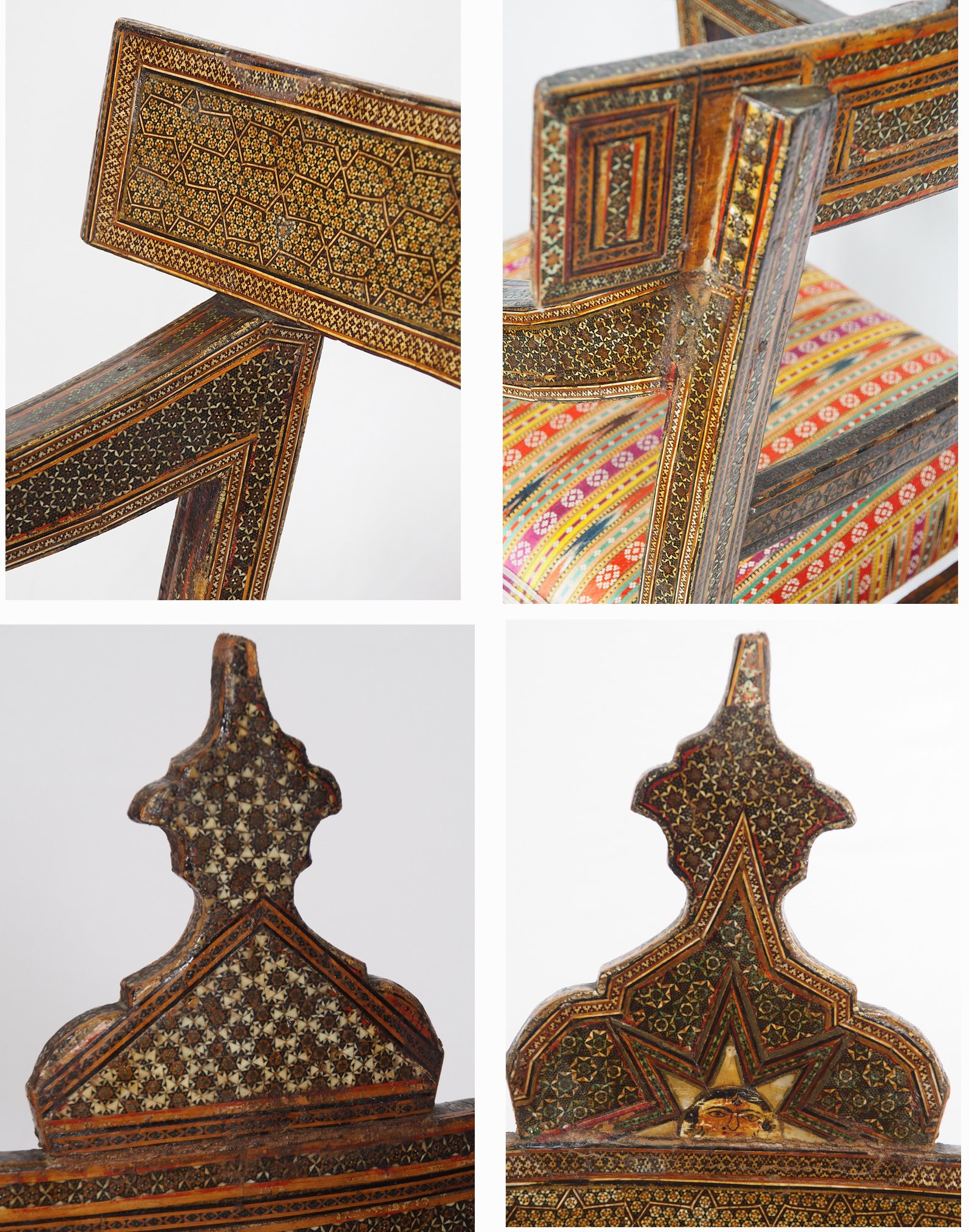 A Qajar (khatamkari technique)  chair Persia, 19th Century No: B