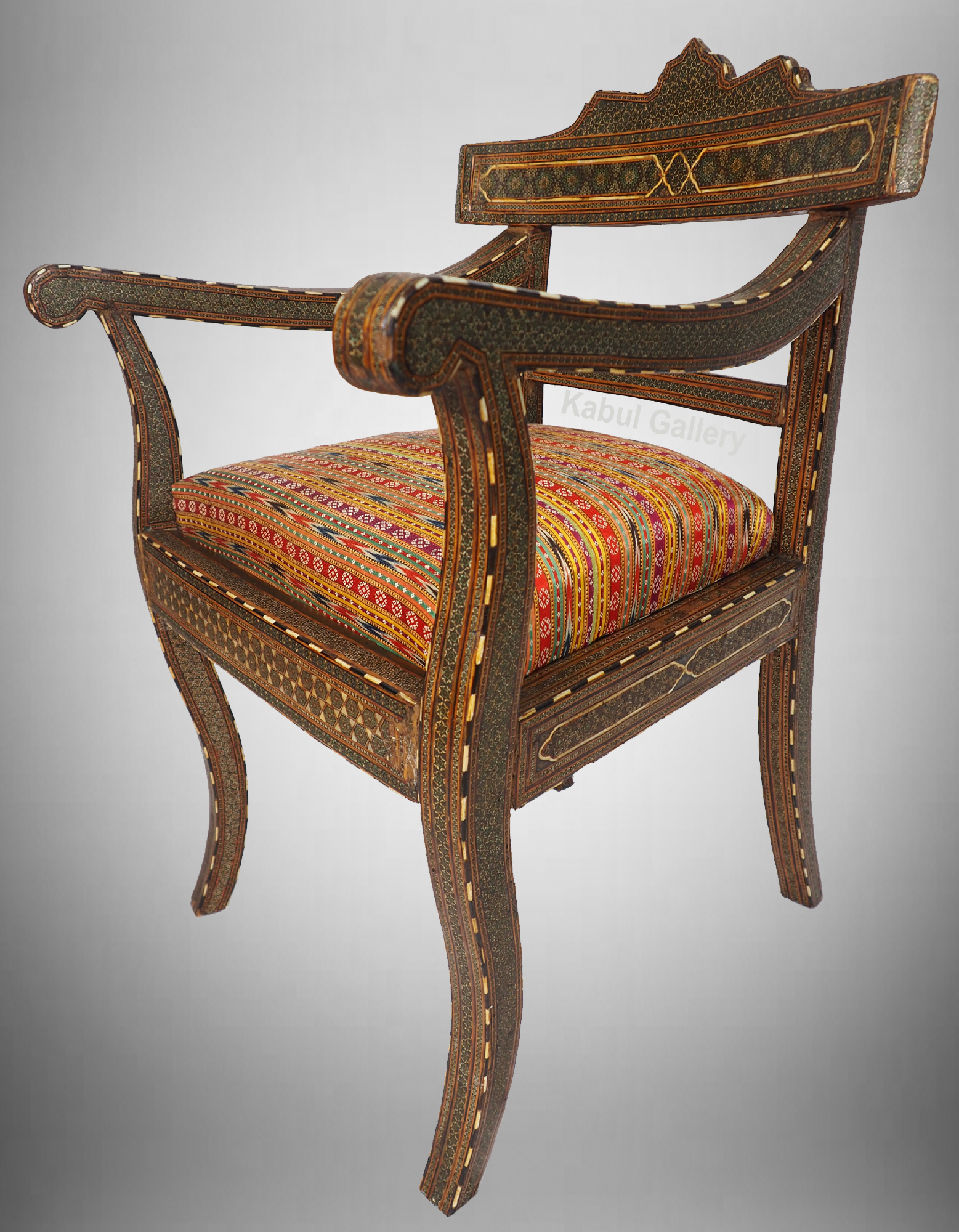 A Qajar (khatamkari technique)  chair Persia, 19th Century No: C
