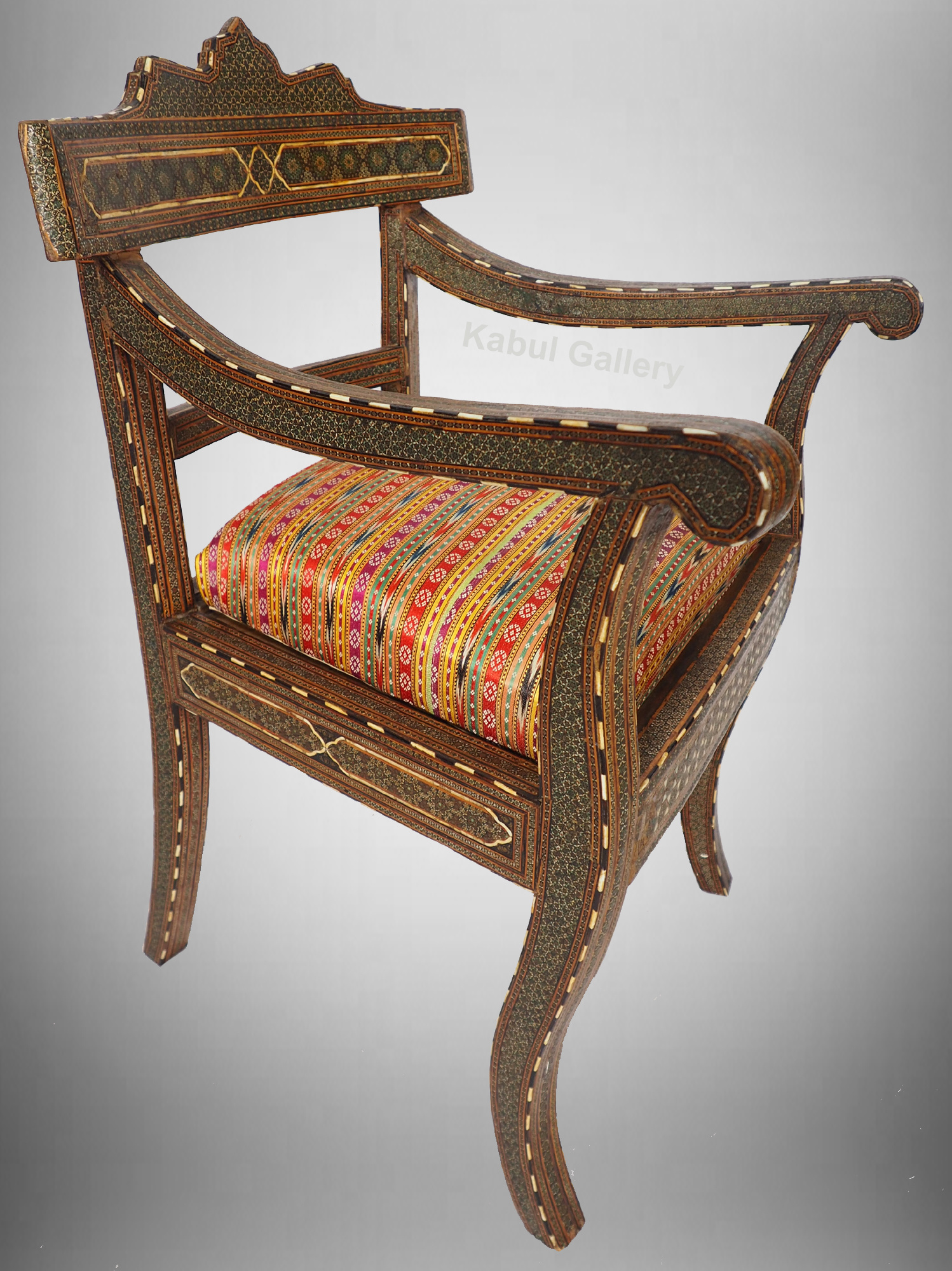Antique Qajar (khatamkari technique)  chair  , 19th Century No: C