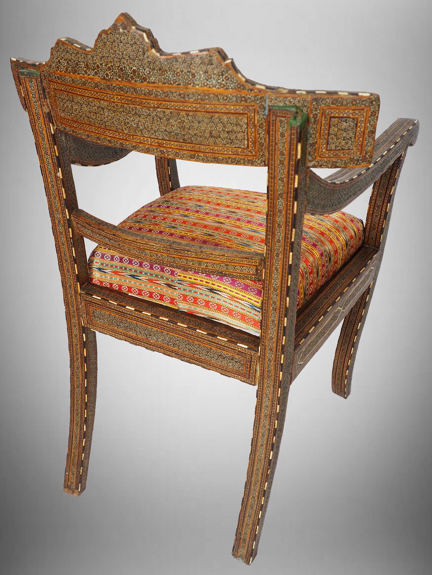 Antique Qajar (khatamkari technique)  chair  , 19th Century No: C