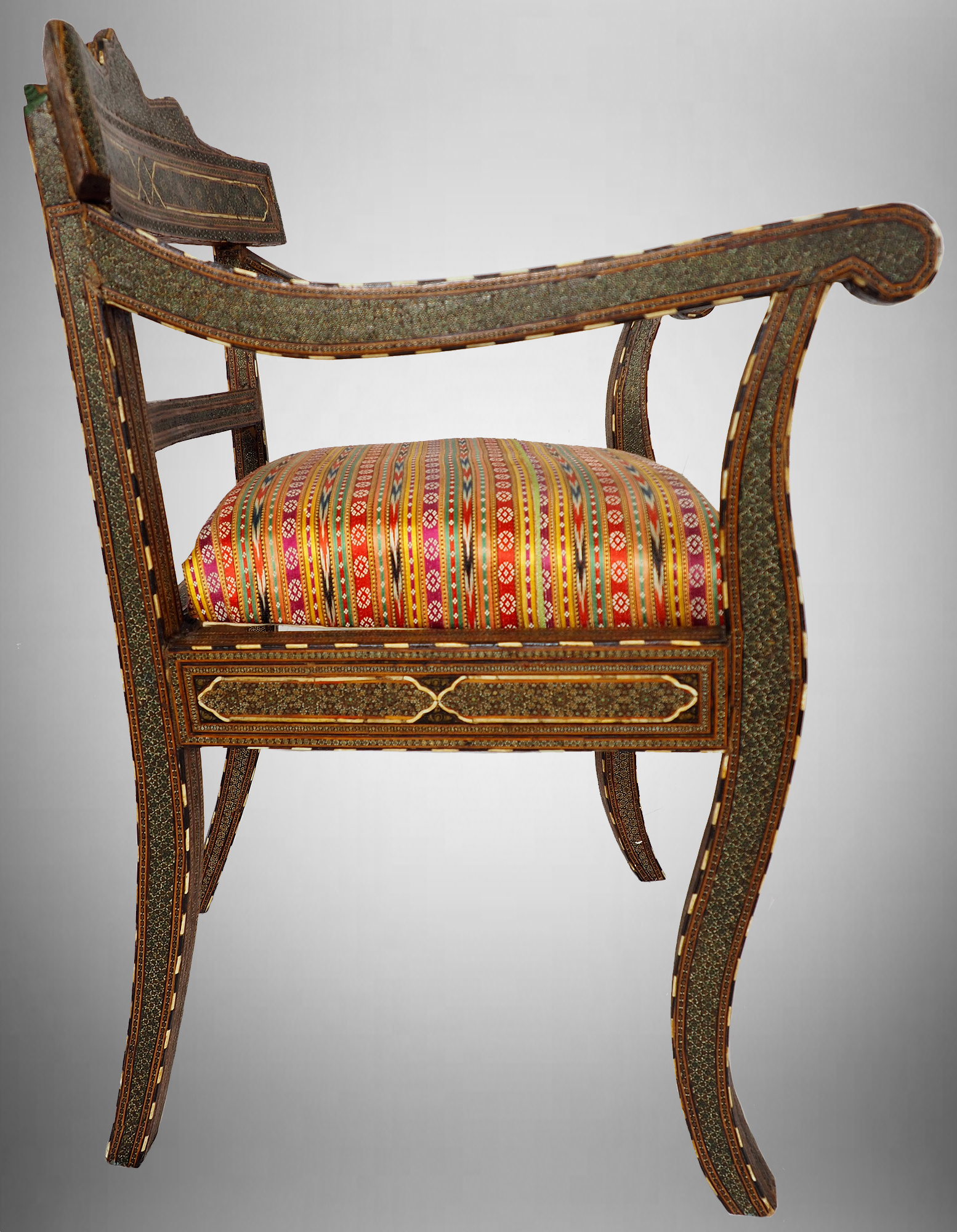 Antique Qajar (khatamkari technique)  chair  , 19th Century No: C