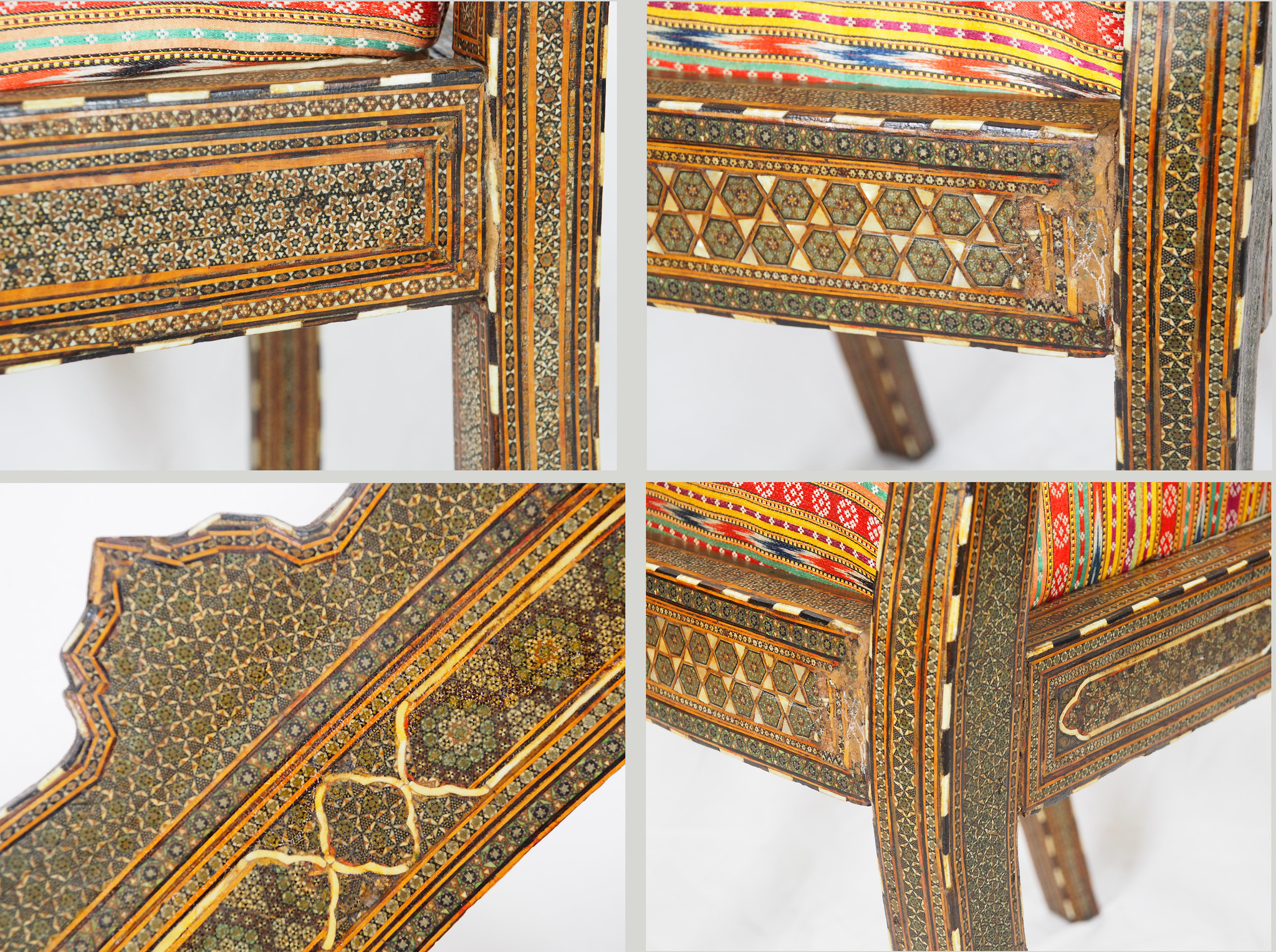 Antique Qajar (khatamkari technique)  chair  , 19th Century No: C