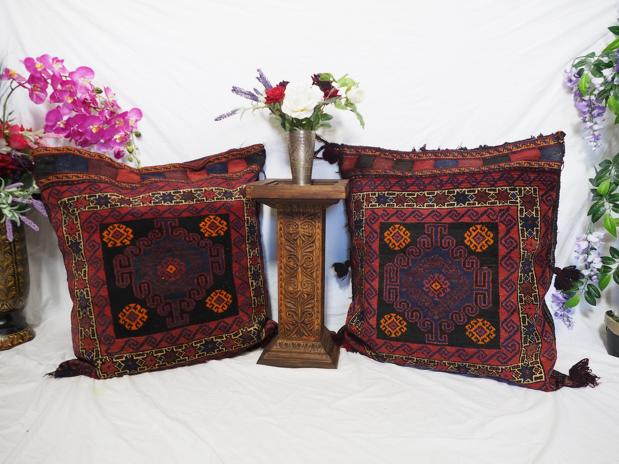 antique very rare Balochi nomadic carpet cushion orient nomad rug seat Bohemian Afghanistan pillow 21/4