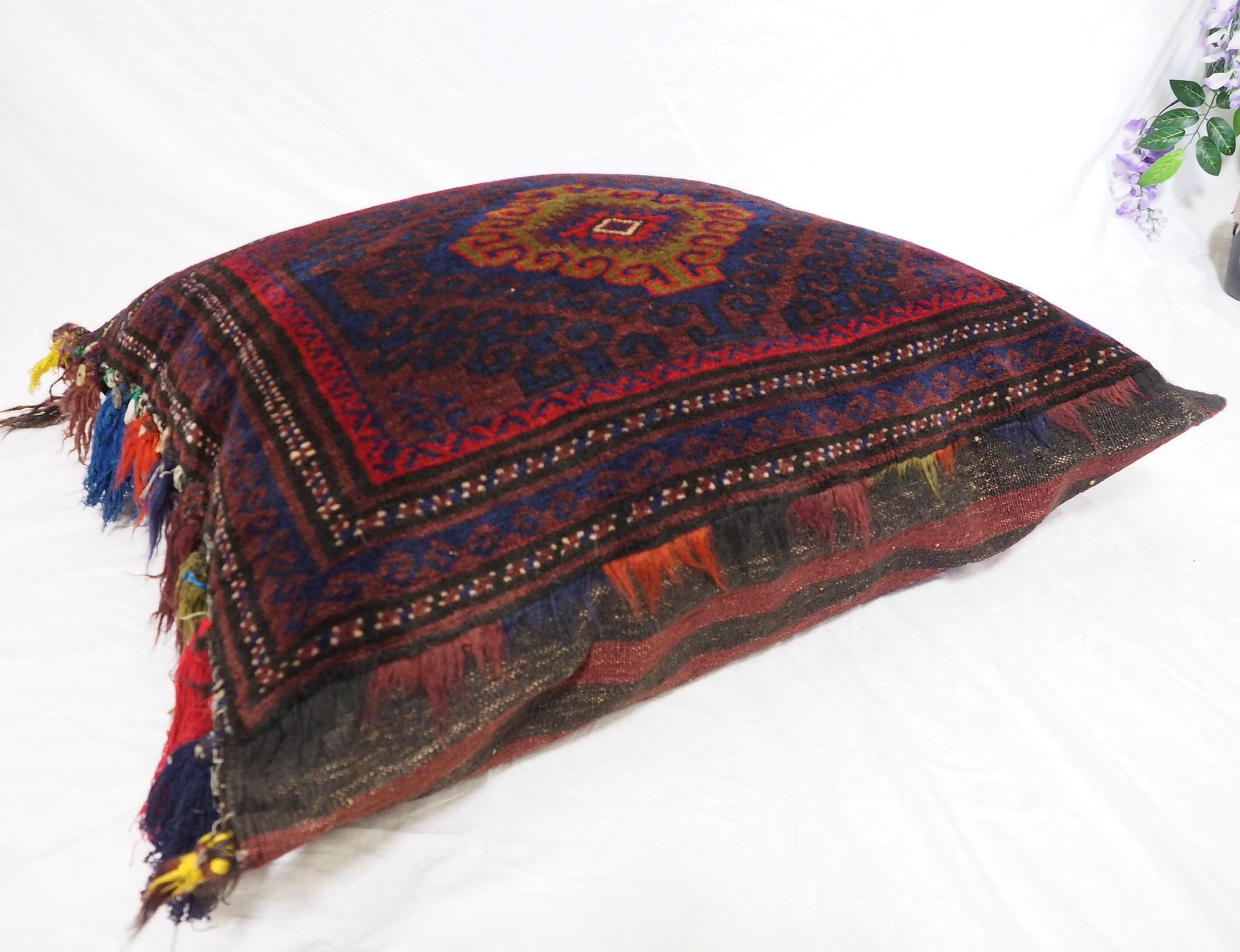 antique very rare Balochi nomadic carpet cushion orient nomad rug seat Bohemian Afghanistan pillow 21/6