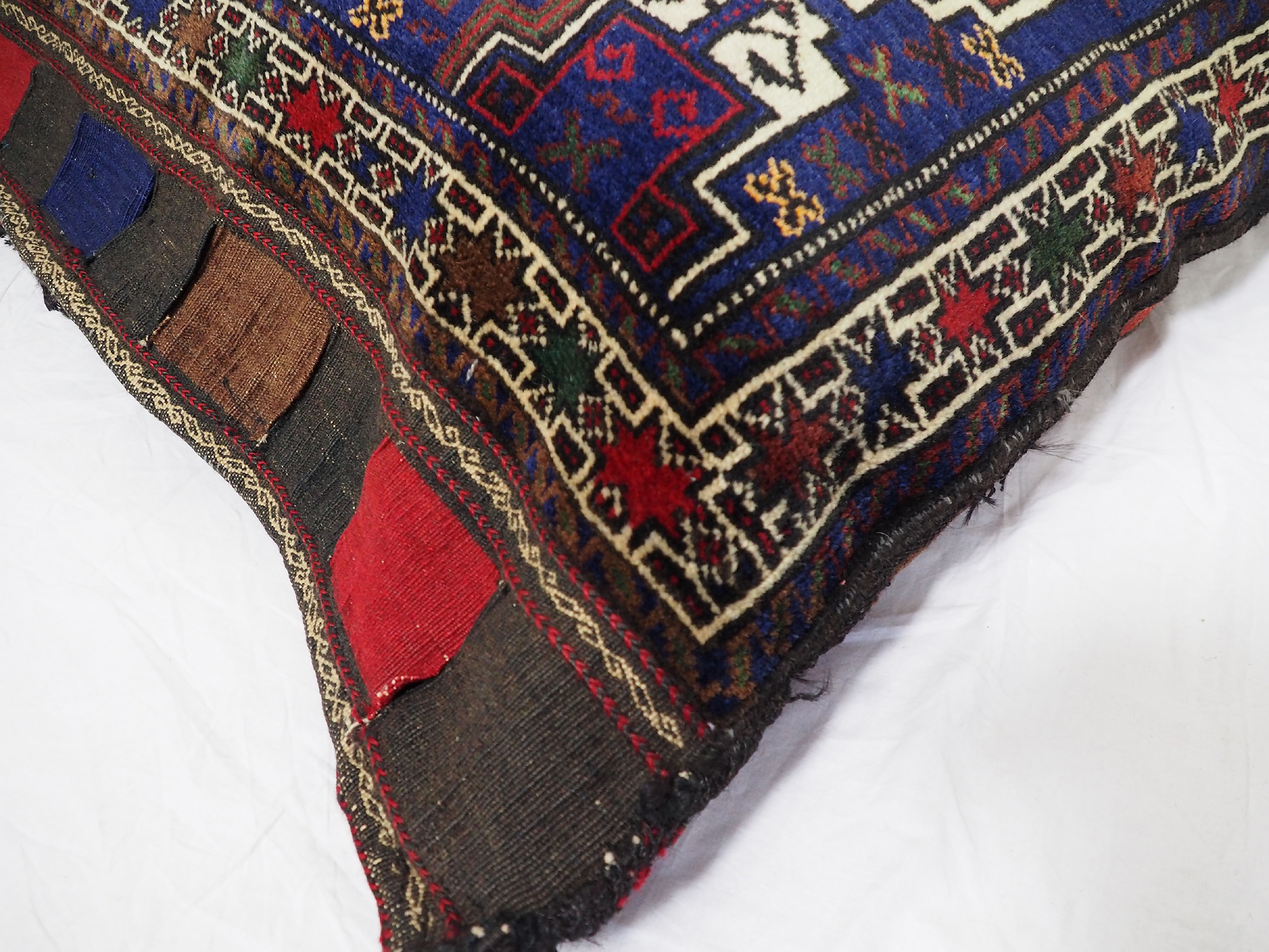 antique very rare Balochi nomadic carpet cushion orient nomad rug seat Bohemian Afghanistan pillow 21/7