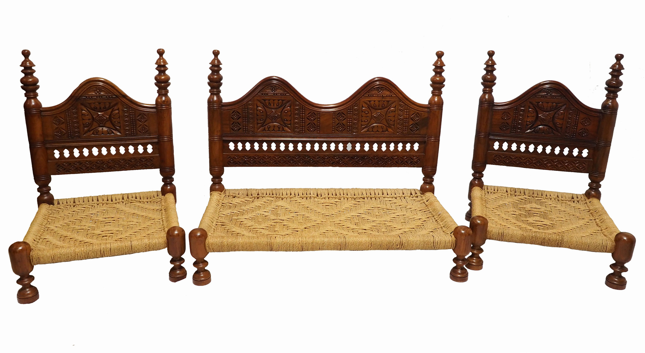 3-piece oriental seating area sofa set armchair chair Nuristan Afghanistan