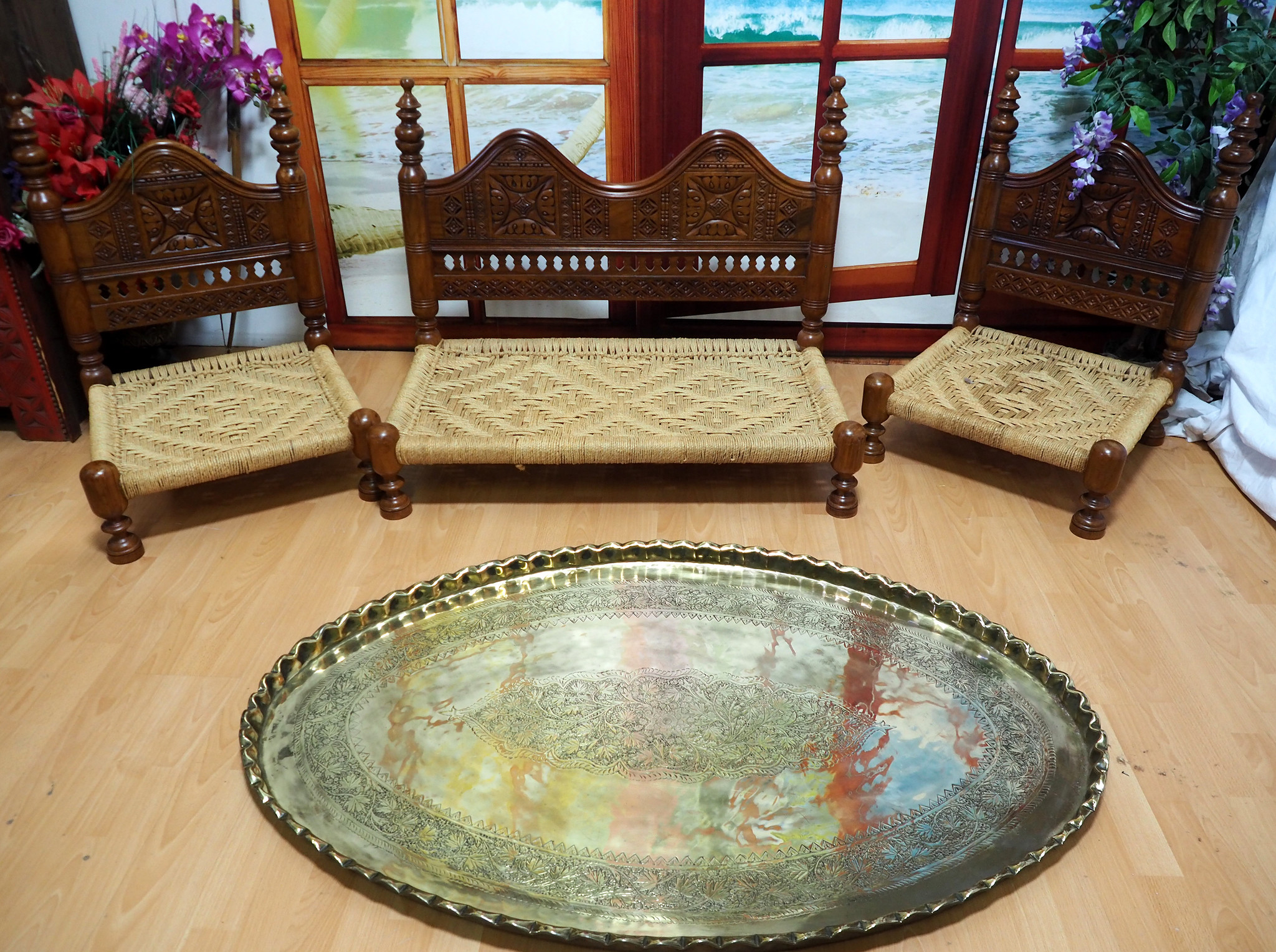 3-teilige orientalische Sitzecke Sofagarnitur Sessel Stuhl Nuristan Afghanistan