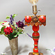 Antique handpainted stunning Vintage Lacquerware wooden Table Lamp with Vintage light fitting from Afghanistan / Pakistan No:21/5
