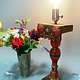 Antique handpainted stunning Vintage Lacquerware wooden Table Lamp with Vintage light fitting from Afghanistan / Pakistan No:21/5
